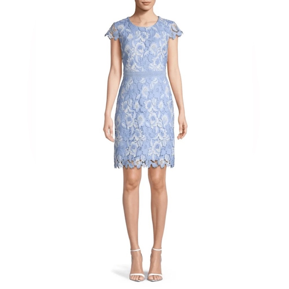 Karl Lagerfeld Periwinkle White Floral Lace Cocktail Dress Size 8